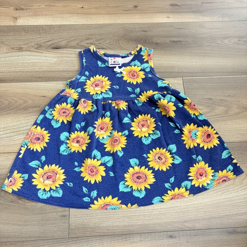 Circo Vintage Baby Girl 3T Sunflower Dress Navy Yellow Retro